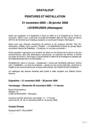 Communiqué de Presse GRATALOUP Bayer Leverkusen