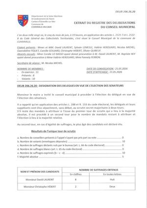 206 26 20 Désignation Des Délégués En Vue De L'élection Des Sénateurs