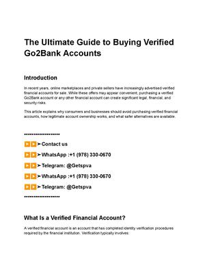 The Ultimate Guide To Buying Verified Go2bank Accounts