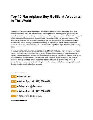 Top 10 Marketplace Buy Go2bank Accounts In The World
