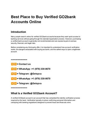 Best Place To Buy Verified Go2bank Accounts Online