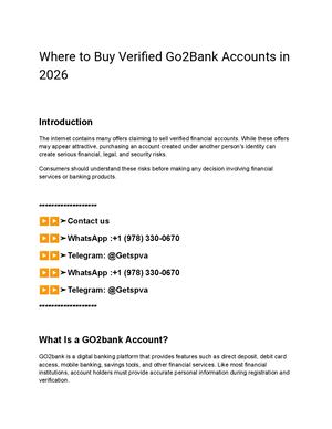 Where To Buy Verified Go2bank Accounts In 2026