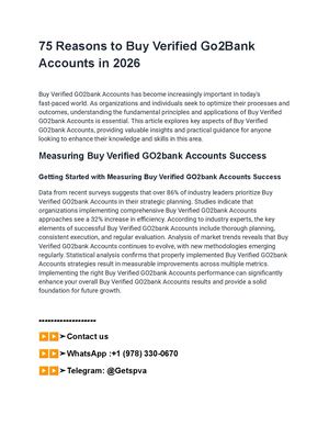 75 Reasons To Buy Verified Go2bank Accounts In 2026