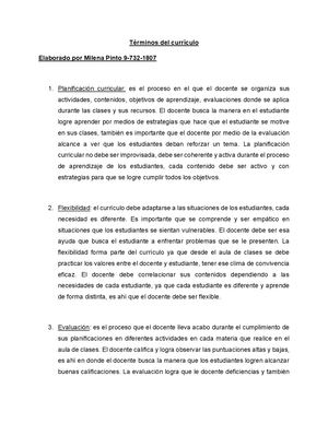 Términos Del Currículo