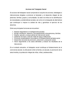 Accionar Del Trabajador Social