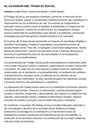 El Accionador Del Trabajo Social