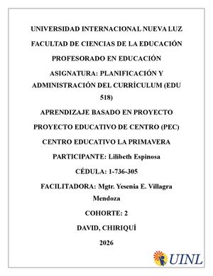 PROYECTO EDUCATIVO DE CENTRO (PEC) DEL CENTRO EDUCATIVO LA PRIMAVERA, PERÍODO 2025–2029.