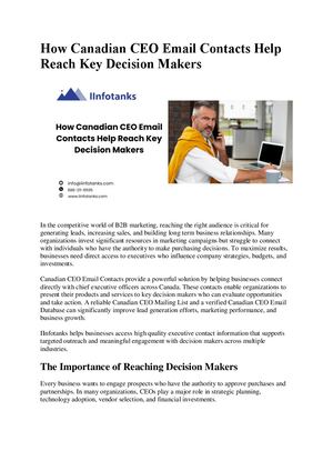 How Canadian Ceo Email Contacts Help Reach Key Decision Makers