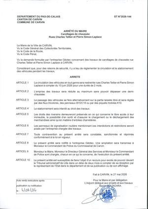 TRAVAUX DE CAROTTAGES DE CHAUSSEE - RUES C. TELLIER ET P. S LAPLACE