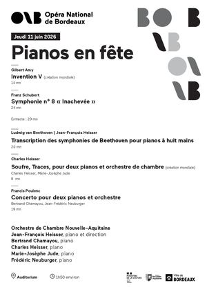 Pianos en fetes Orchestre de chambre Nouvelle-Aquitaine jeudi 11 juin 2026