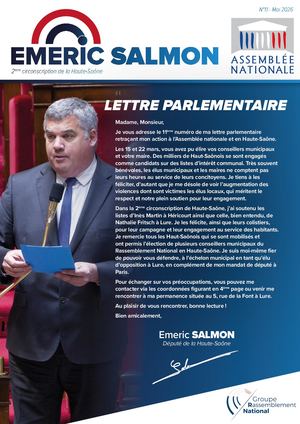 Lettre parlementaire Emeric Salmon 06/2026