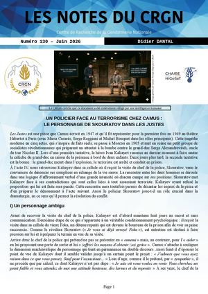 Note N° 130 - Un policier face au terrorisme chez Camus : le personnage de Skouratov dans Les Justes