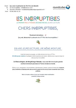 Le Palmarès du 37e Prix des Incorruptibles