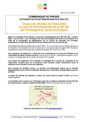Travaux Pont Rd 700 Varois