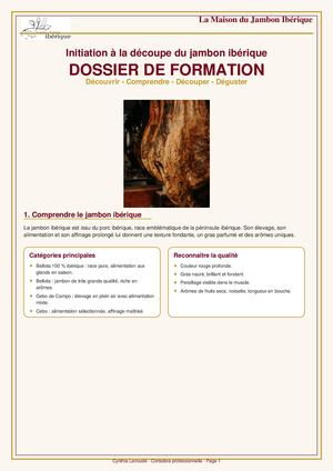 Dossier Formation Jambon Iberique Premium