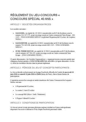 Règlement Jeu Panière Fb