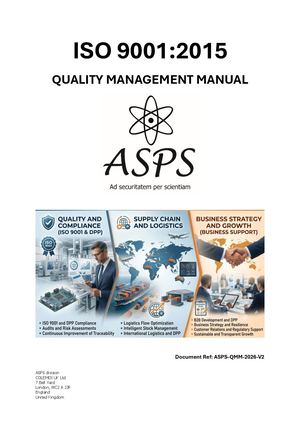 Iso 9001 Quality Management Manual Asps
