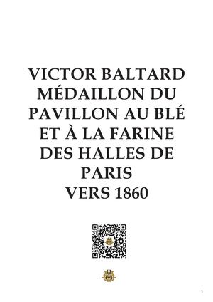 VICTOR BALTARD MÉDAILLON DU PAVILLON AU BLÉ ET À LA FARINE DES HALLES DE PARIS VERS 1860