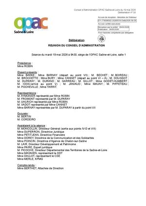 Réunion du Conseil d'administration du 19 05 2026