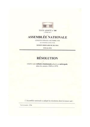 Résolution Assemblée Nationale