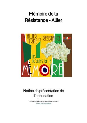 Notice Application Mémoire De La Résistance