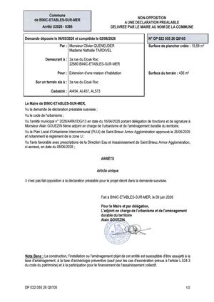 DP 26 Q 0105 - Arrêté