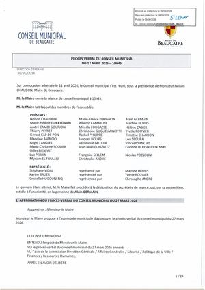 PV Conseil Municipal Du 17 Avril 2026 à 10h45