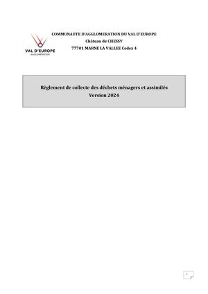 RÈGLEMENT DE COLLECTE 2024