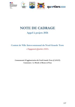 Note De Cadrage CANGT - Appel À Projets 2026