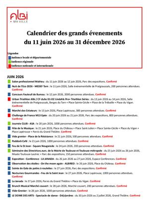 Calendrier des Manifestations à 6 mois - Ville D'albi