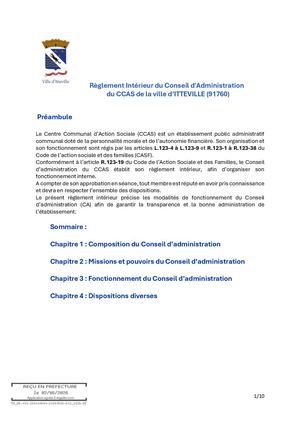 Délib 13 2026 Annexe Règlement Du Ca Du Ccas