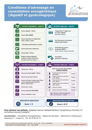 Affiche Conditions Adressage Consultations Oncogénétique