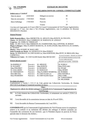 Délibération Règlement de Collecte 2024 24 05 07
