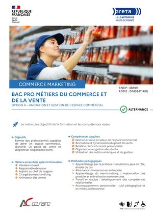 Glm Bac Pro Metier Du Commerce Et De La Vente A Cesaire Alternance