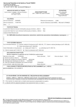05. Avis D'inaptitude Définitive De Mme GARNIER Luna