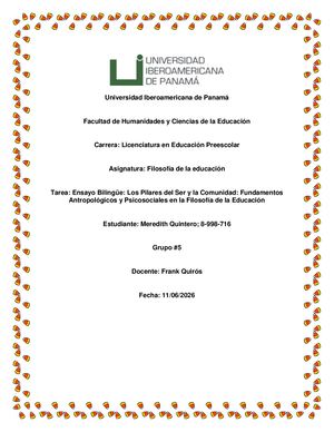 Ensayo Bilingüe (Español E English) Filosofia De La Educación