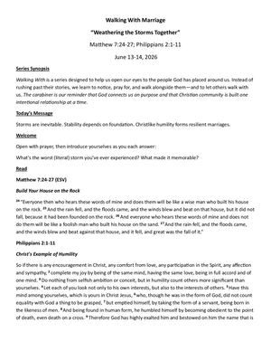Walking With Marriage June 14 2026