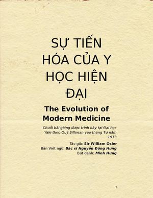 Sự Tiến Hóa Của Y Học Hiện đạI – Bản Dịch Tiếng Việt Của Nguyễn ĐôNg Hưng Sir William Osler