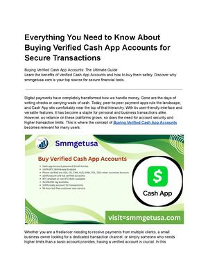 Everything You Need To Know About Buying Verified Cash App Accounts For Secure Transactions