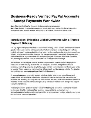 Business Ready Verified Pay Pal Accounts – Accept Payments Worldwide