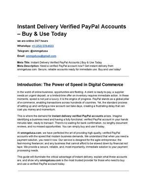 Instant Delivery Verified Pay Pal Accounts – Buy & Use Today
