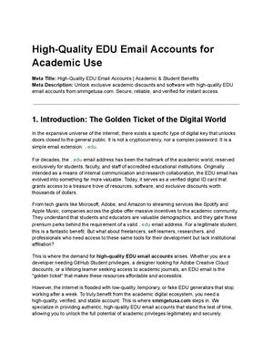 High Quality Edu Email Accounts For Academic Use