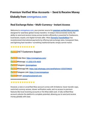 Premium Verified Wise Accounts – Send & Receive Money Globally From Smmgetusa