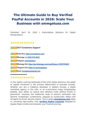 The Ultimate Guide To Buy Verified Pay Pal Accounts In 2026 Scale Your Business With Smmgetusa