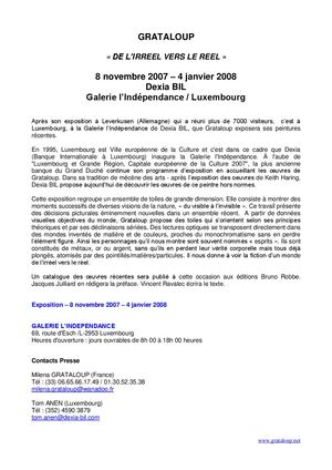 Communiqué Presse exposition Grataloup Dexia Luxembourg