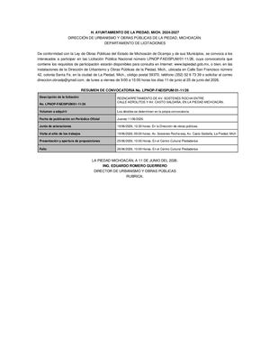 Convocatoria Obras Públicas