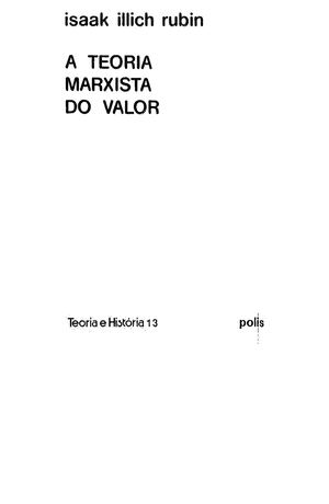 Teoria Marxista Do Valor *  Isaak Illich Rubin