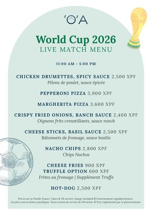 Lunch Menu - World Cup