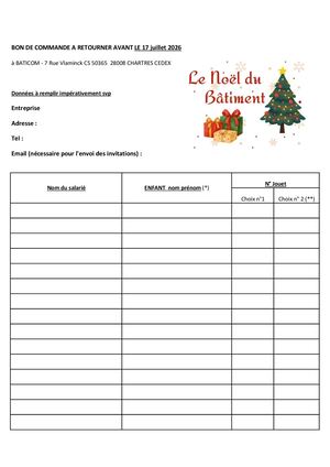 Bon De Commande Arbre De Noel Entreprise