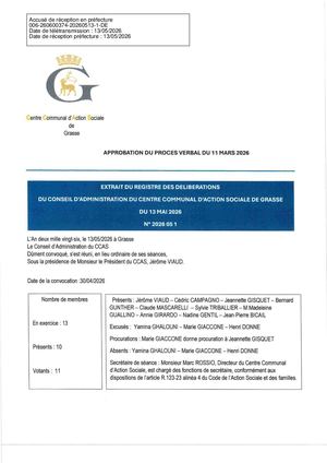 Conseil d'Administration du CCAS Grasse du 13/05/2026